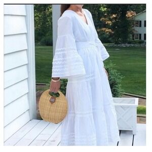 Lisa Marie Fernandez x Target Ric Rac Flare Sleeve Dress White Size Small